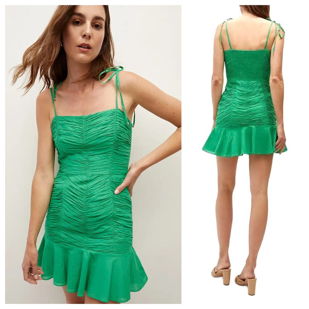 NWT Veronica Beard BIEL Mini Dress Pleated Spaghetti Strap Ruffle Boho Cotton 16